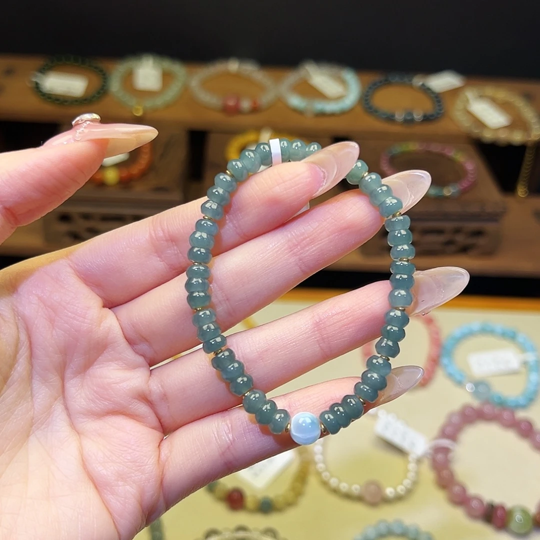 银S925镶嵌手串水晶蓝菲9447
