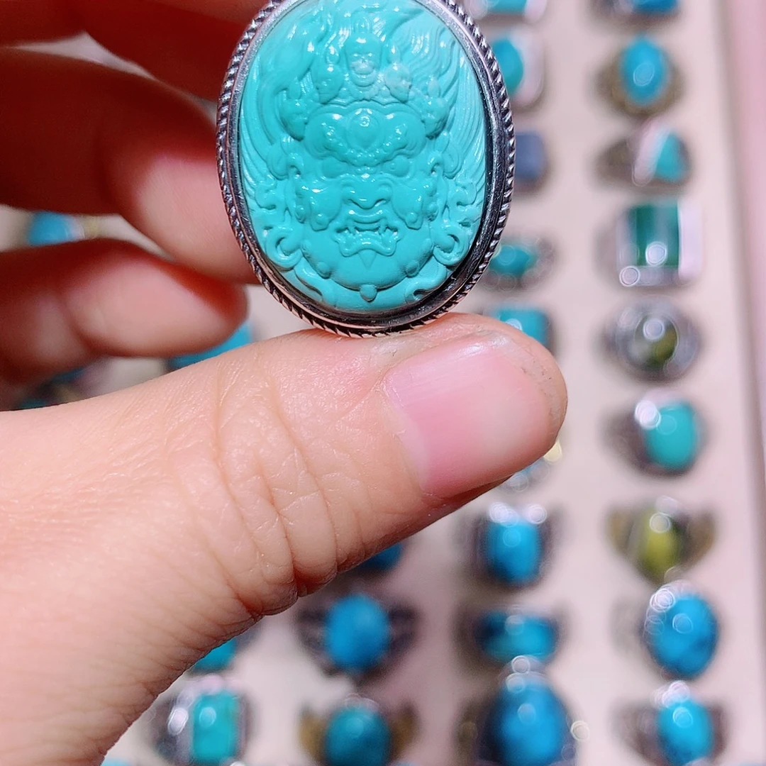 绿松石银S925镶嵌挂件