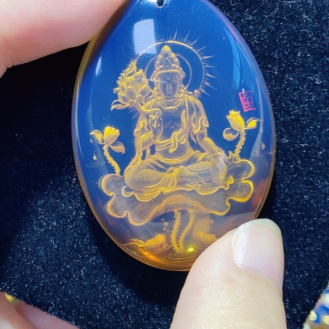 蓝珀未镶嵌珠宝奇石531大势至菩萨