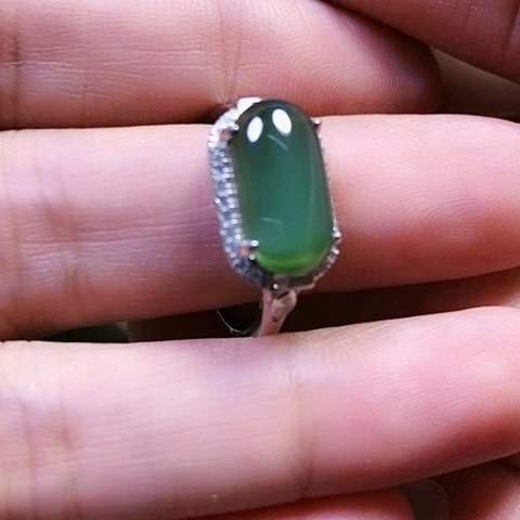 紫****和田玉戒指银S925镶嵌