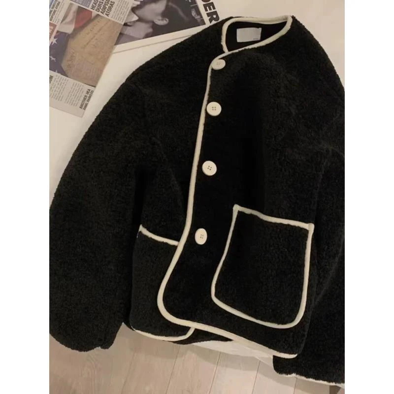 网红名媛轻奢气质时尚黑色法式外套1-047