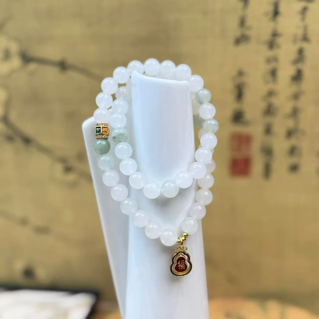 DH-1243-天山 翠青玉葫芦手串8mm