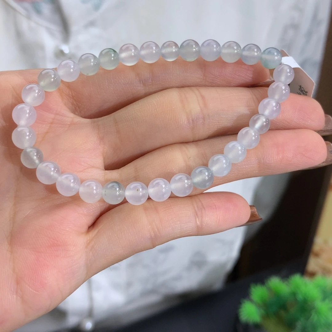 未镶嵌手串翡翠卡5.3-5.8冰种飘花手串