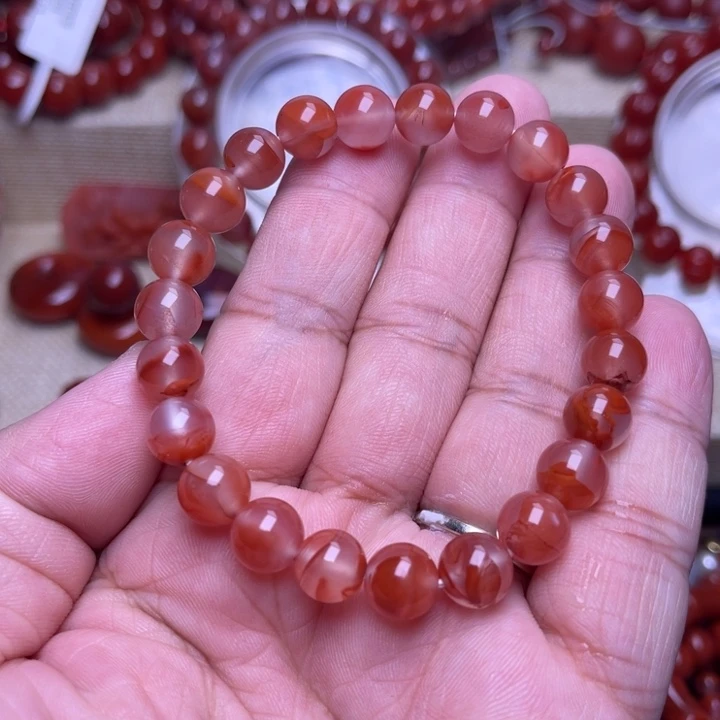南红玛瑙未镶嵌手链冰飘花8+