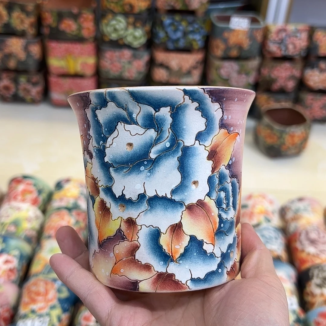 景德镇炫彩手绘口10.5高10