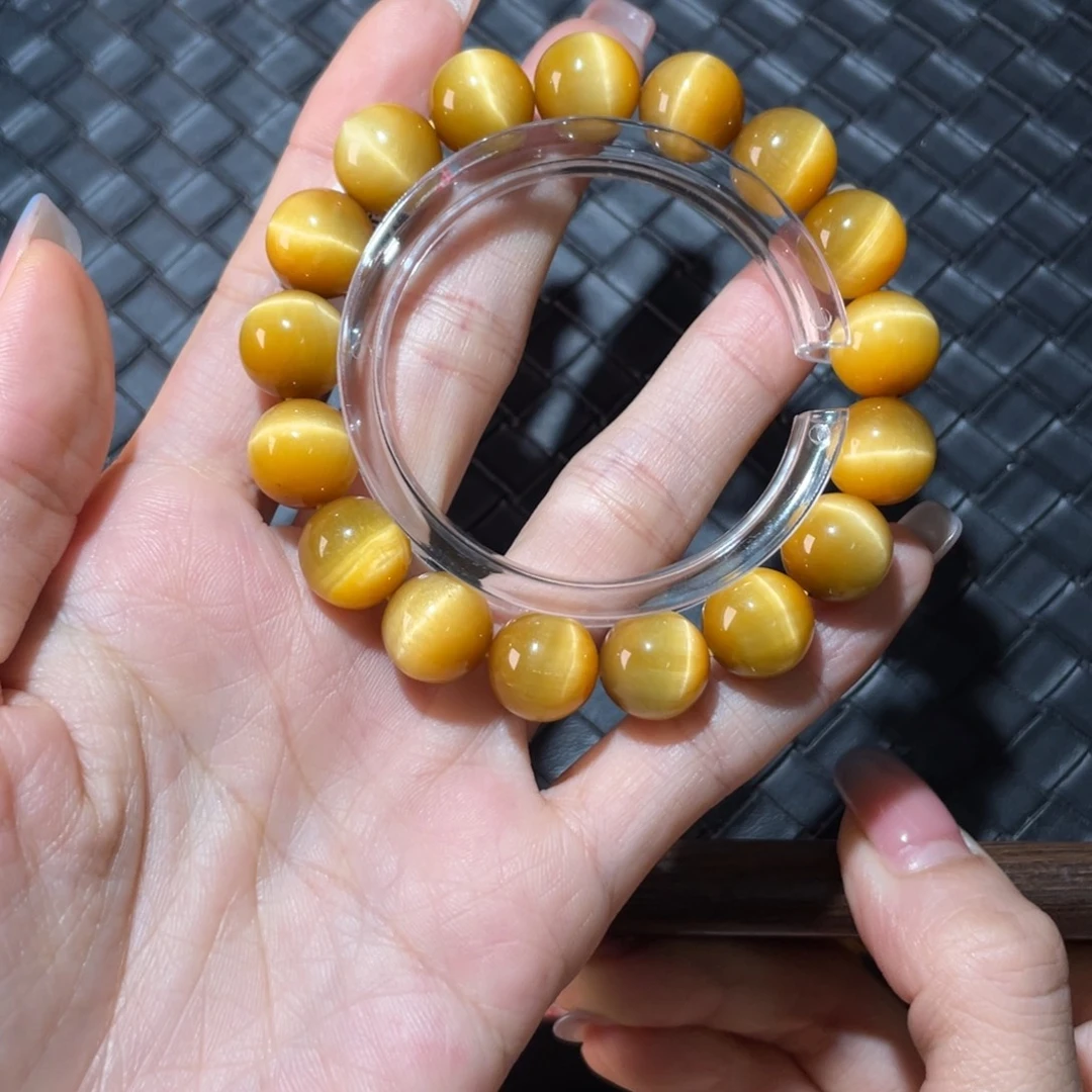 鲁***哥木变石未镶嵌手链12mm9A金虎眼