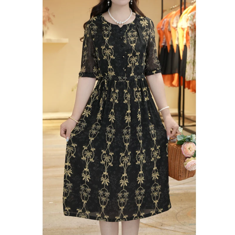 【撤柜断码甩】C2753女时尚中袖连衣裙气质夏季休闲百搭中长款裙子