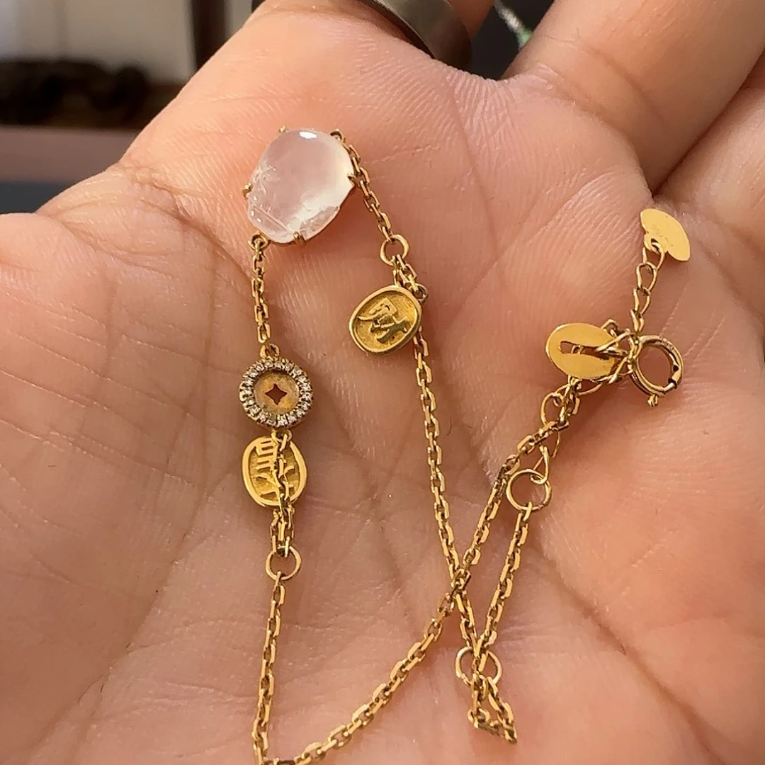 翡翠手链18K金镶嵌貔貅