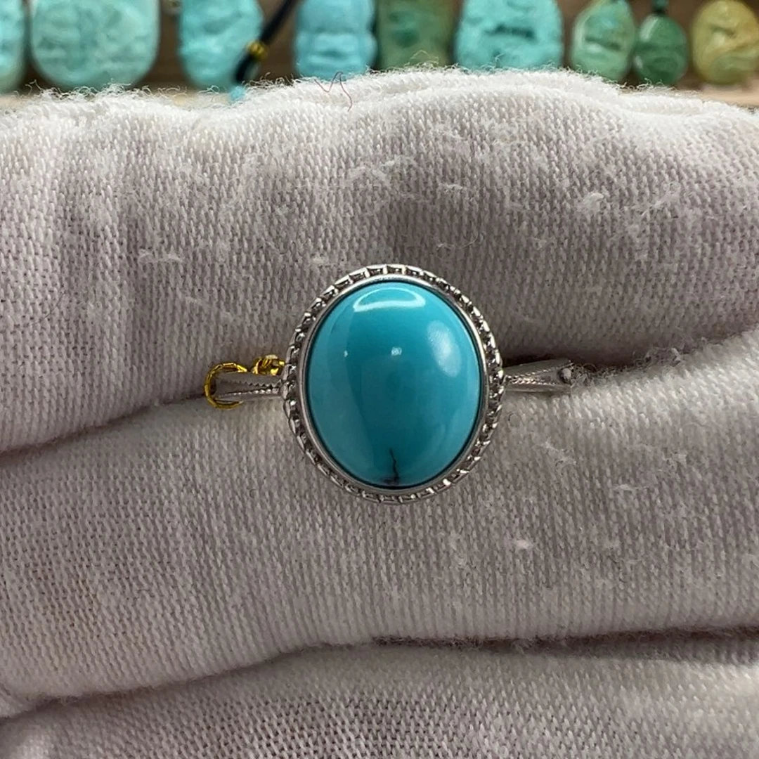 银S925镶嵌绿松石戒指