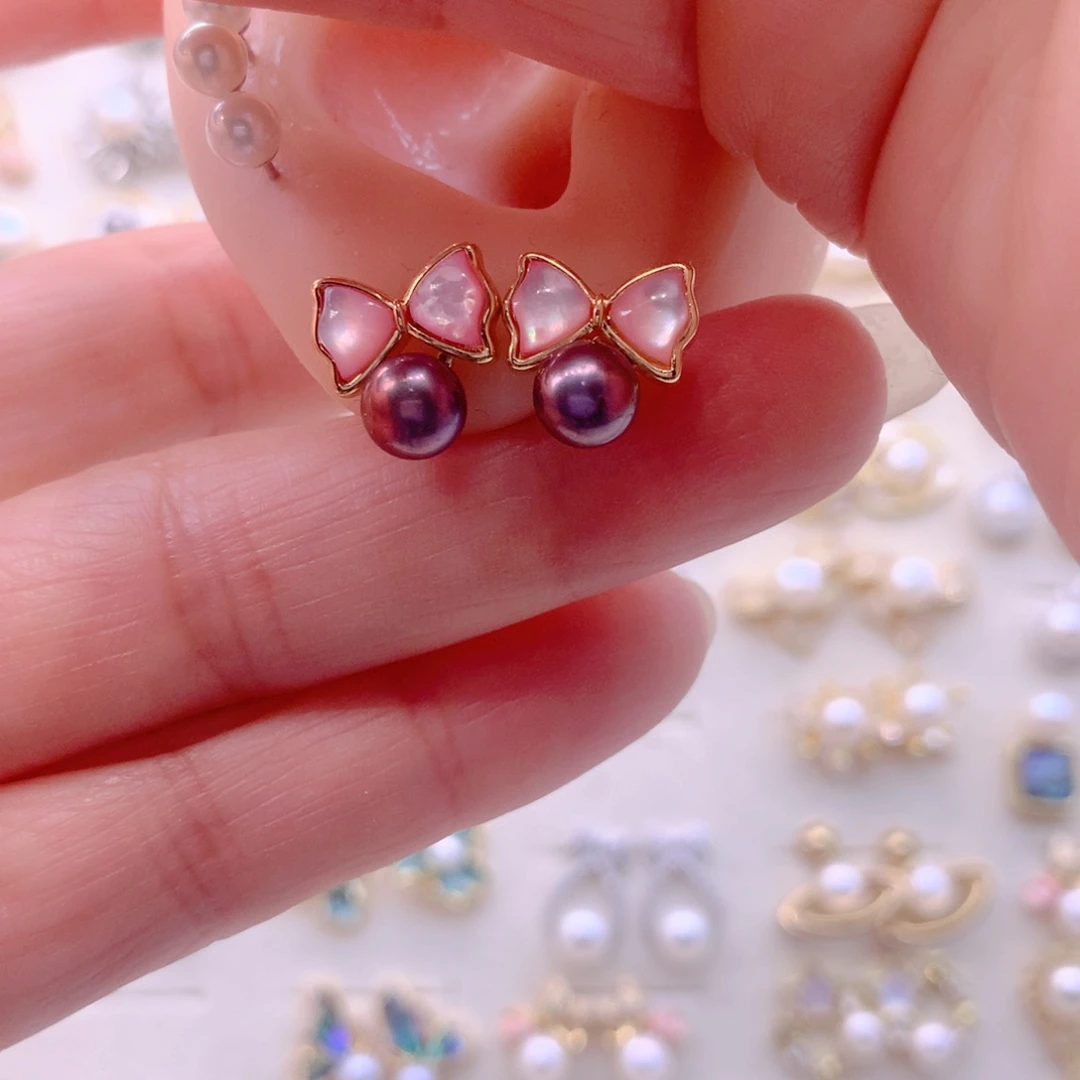 淡水珍珠耳饰合金