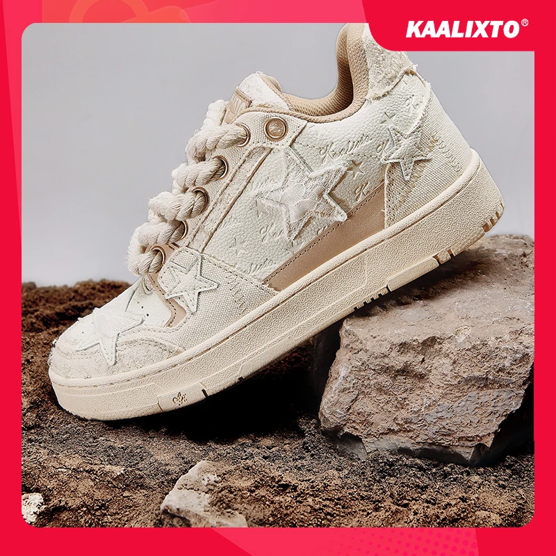 Kaalixto破坏蕾丝星星鞋国潮经典板鞋时尚女生正品夏季潮流潮鞋