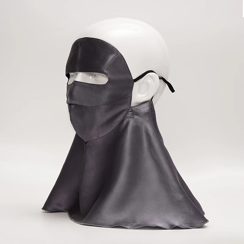 100%桑蚕丝真丝面罩护颈全脸防晒开车医美敏感肌户外19021微瑕疵