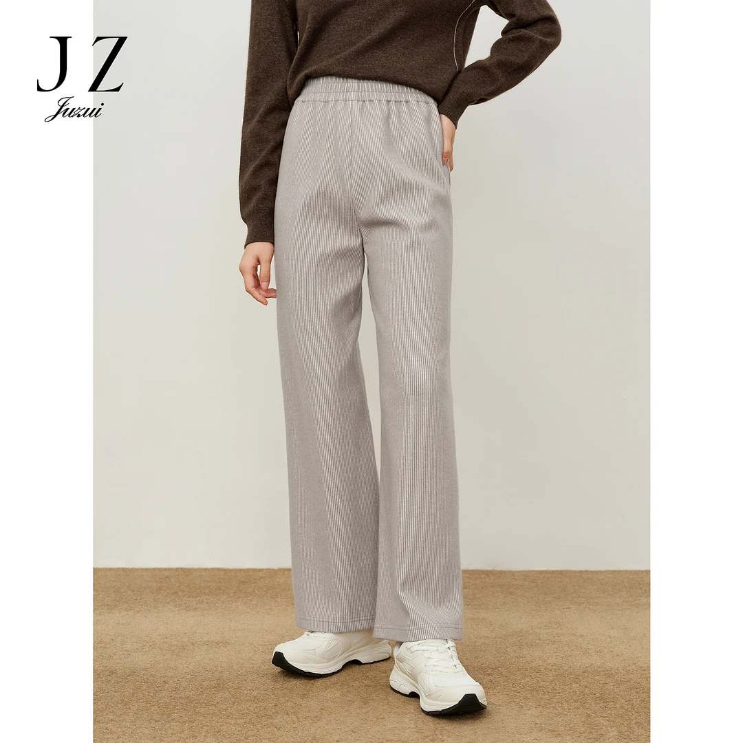 商场同款JZ玖姿城市通勤灯芯绒直筒裤子女2023冬季新款JWDD11022