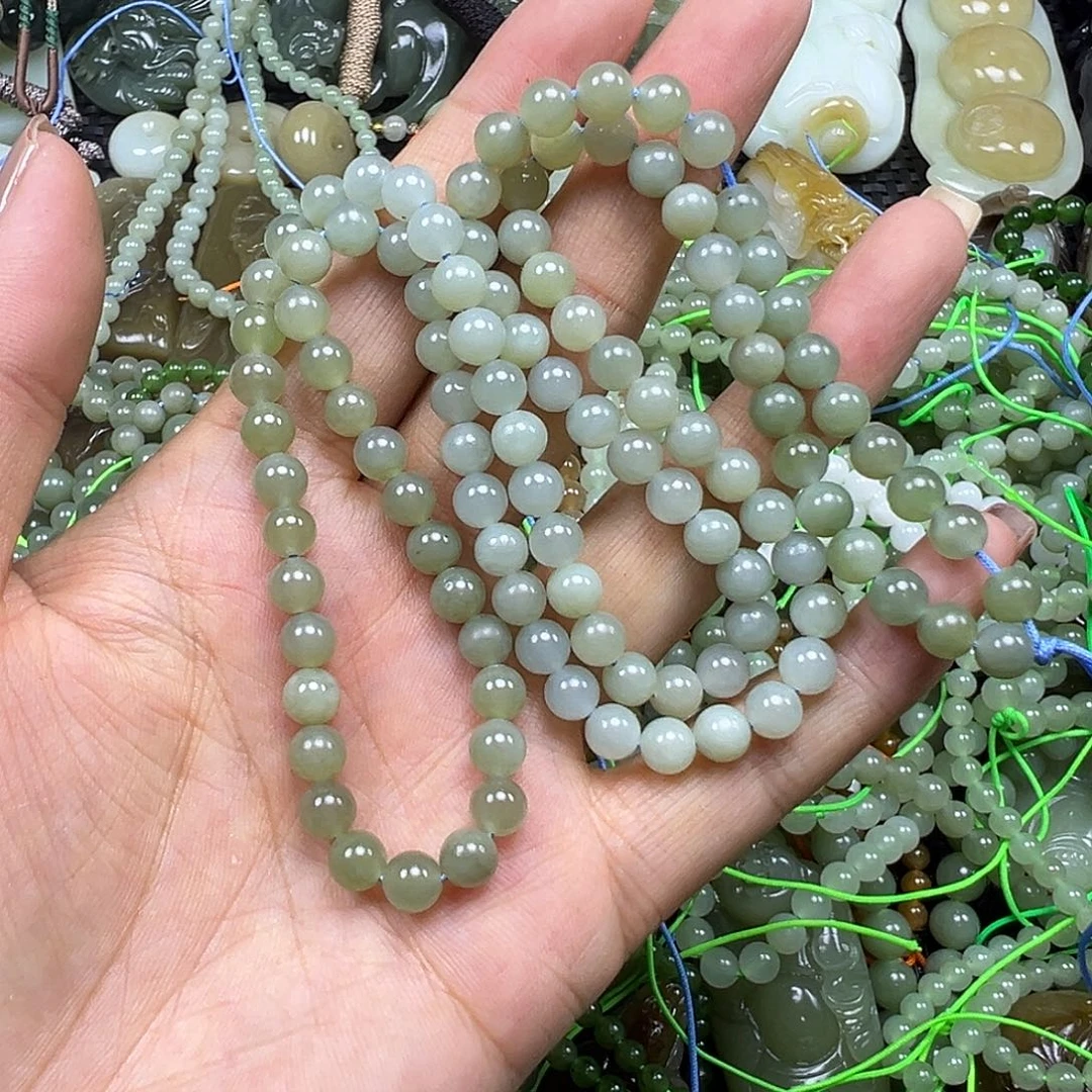 和田玉未镶嵌颈饰卡6多圈