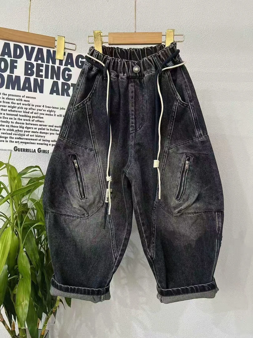 秋上新~2025新款长裤中腰牛仔裤童装裤痞帅宽松休闲00326