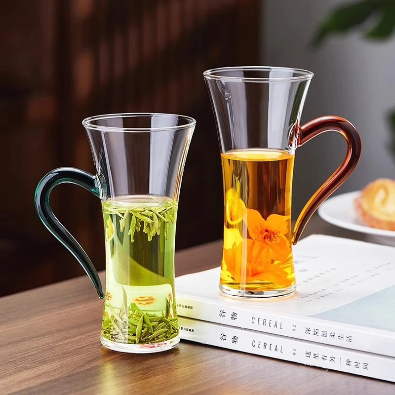 茶杯耐高温玻璃杯带把喝水杯子日式绿茶杯专用个人办公室泡茶杯子