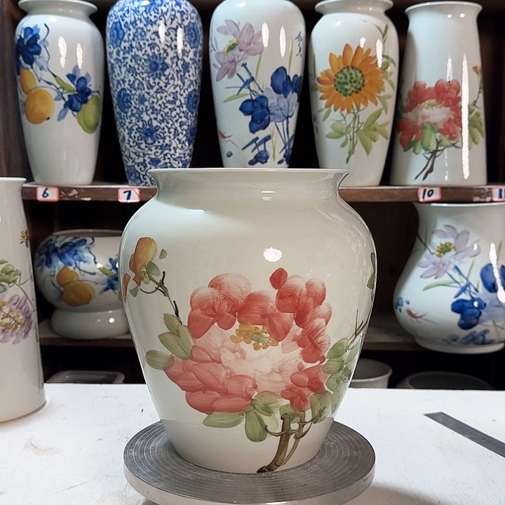 瓶高26口18.5牡丹新款陶瓷陶瓷