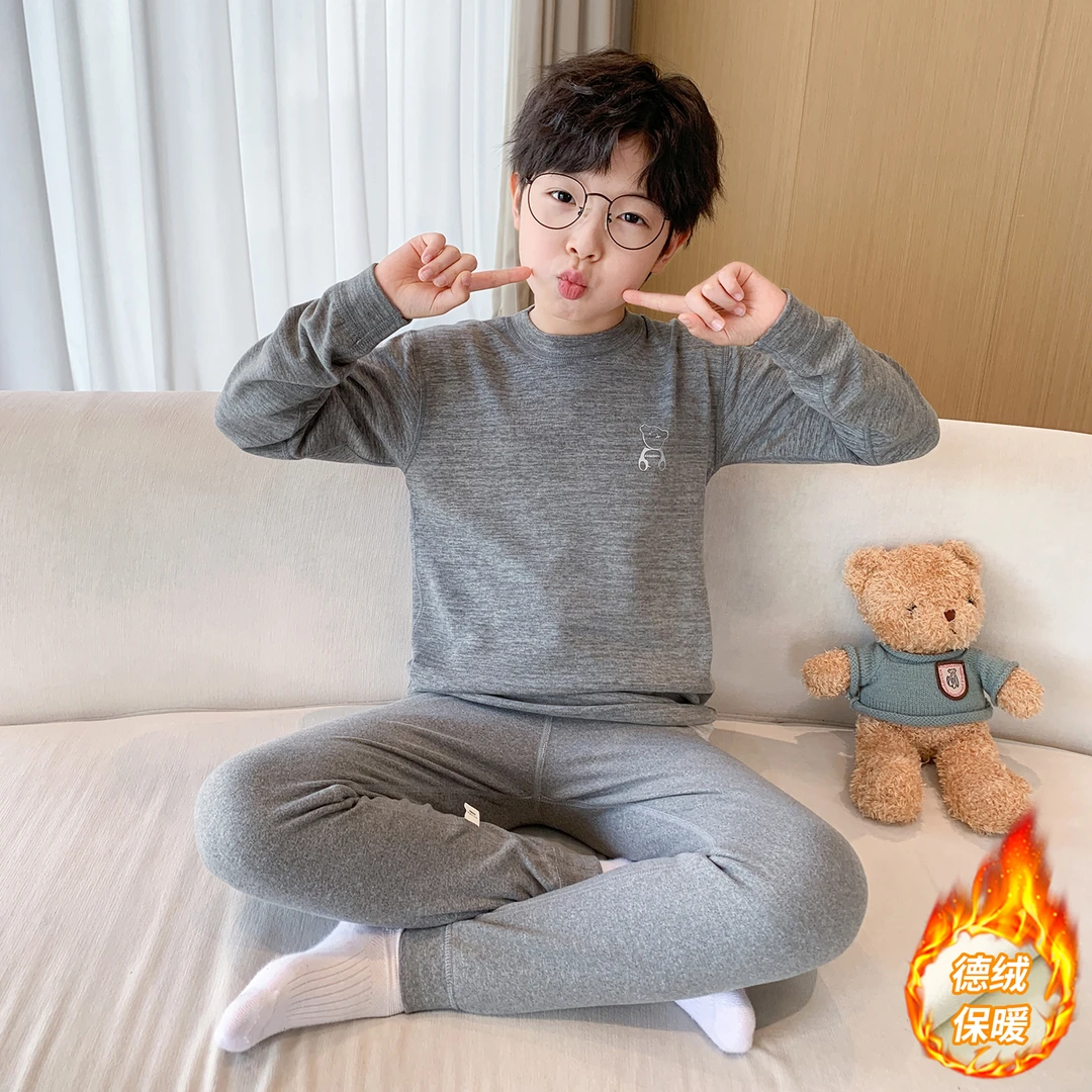 童装男童睡衣套装家居服2025新款男孩德绒中大童保暖冬款秋衣秋裤