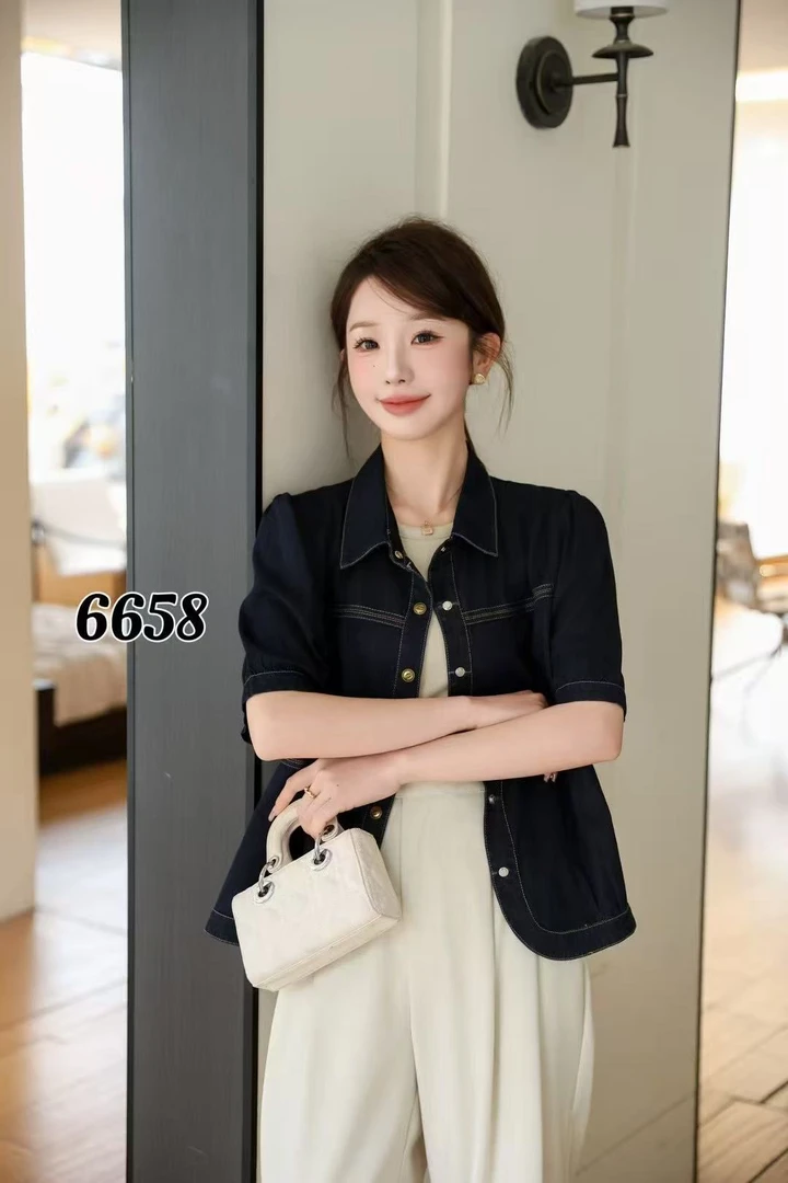 6658慵懒风牛仔衬衫