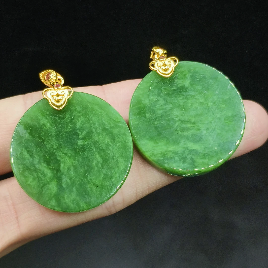 【老涂精选】S925银和田玉圆牌吊坠赠链X7【多样性发其一】约30-6mm