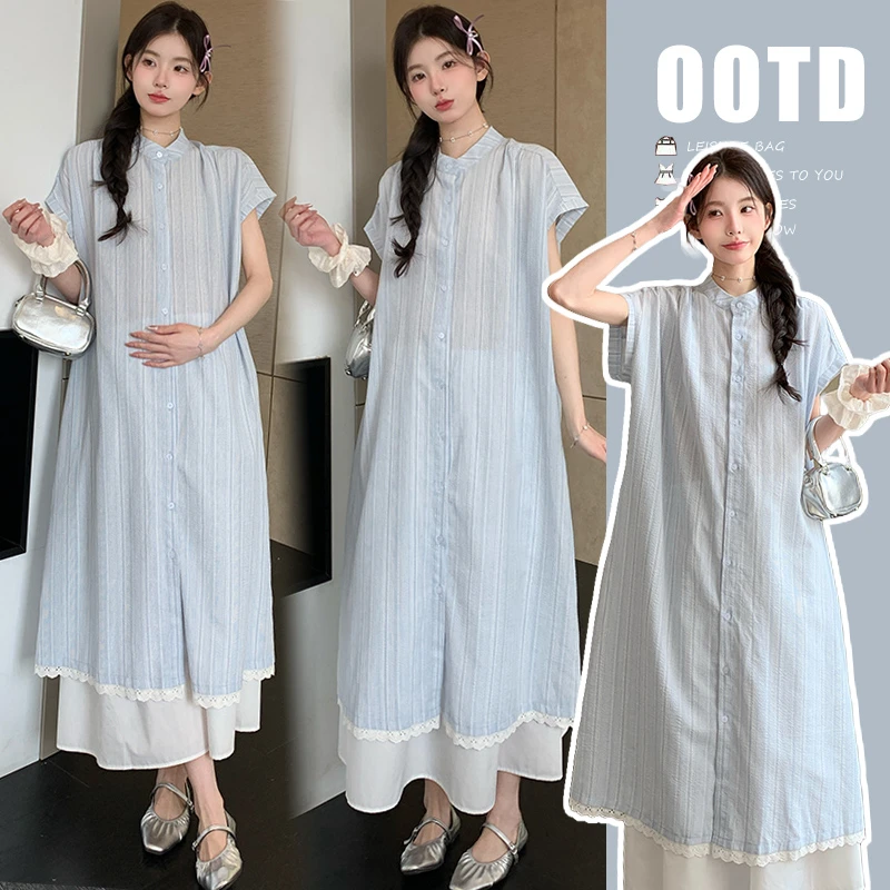 孕妇夏季衬衫裙半身裙套装2025新款设计感宽松休闲减龄显瘦两件套