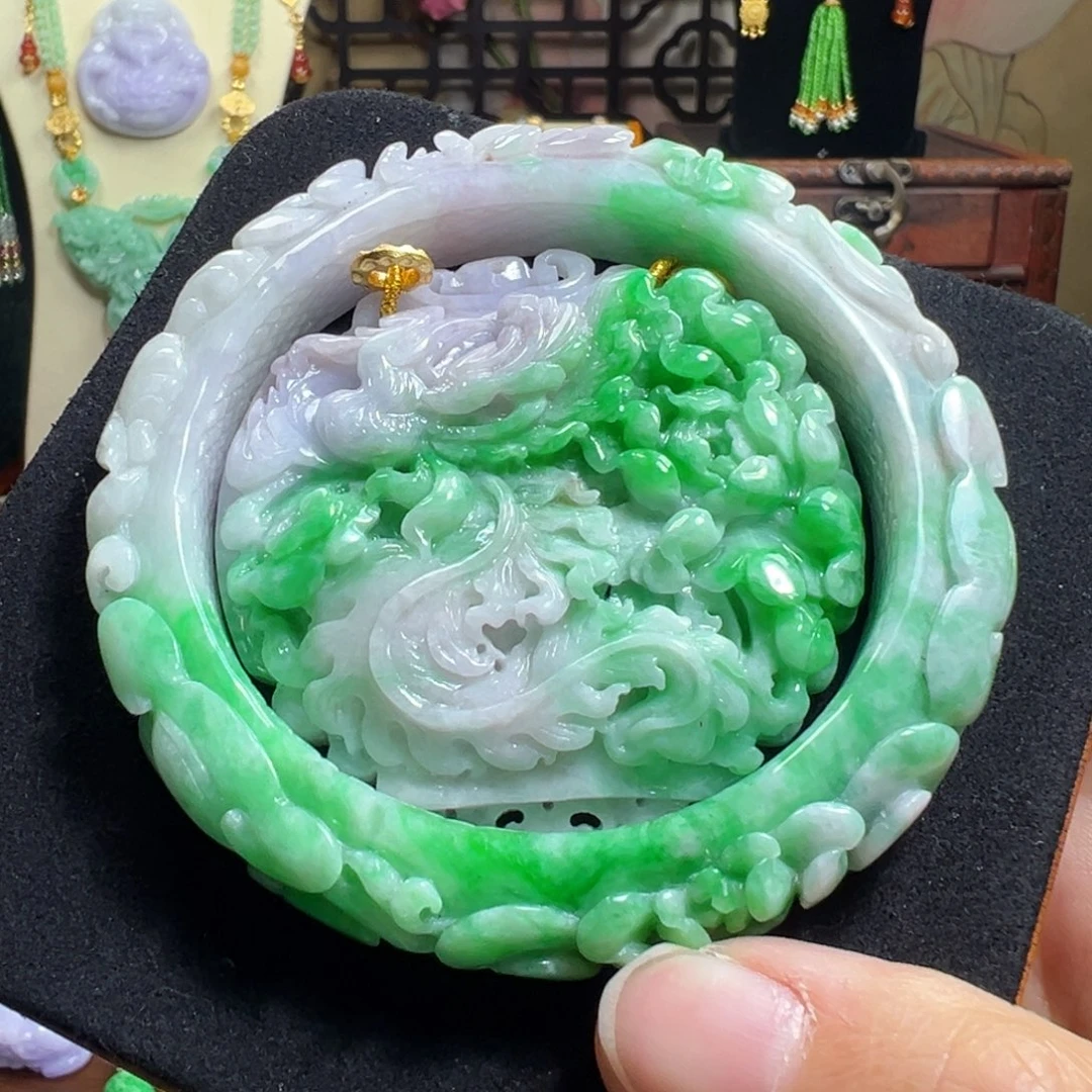 翡翠未镶嵌手镯高品辣绿套装