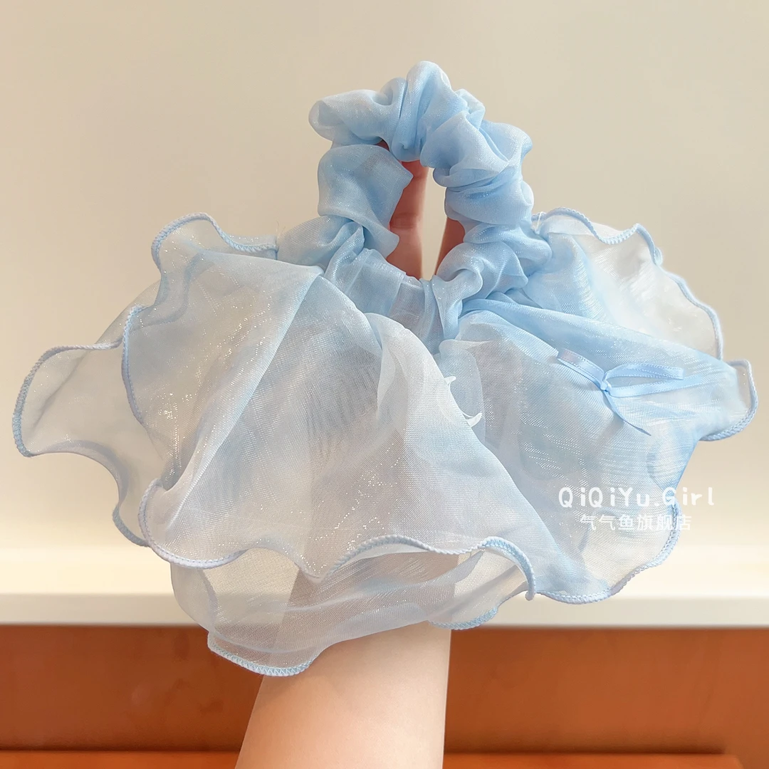 儿童韩版网纱裙摆发圈女童后脑勺半扎发马尾发绳女孩公主高级头饰