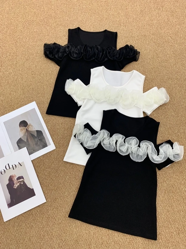 【BAI】夏季露肩小衫时尚百搭短袖T恤1679