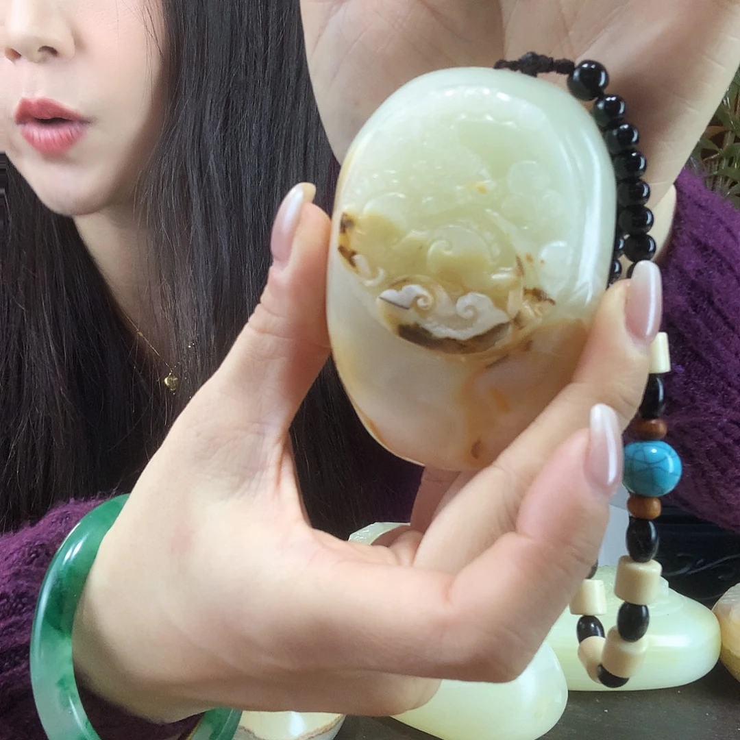 *****石材古青石手把件