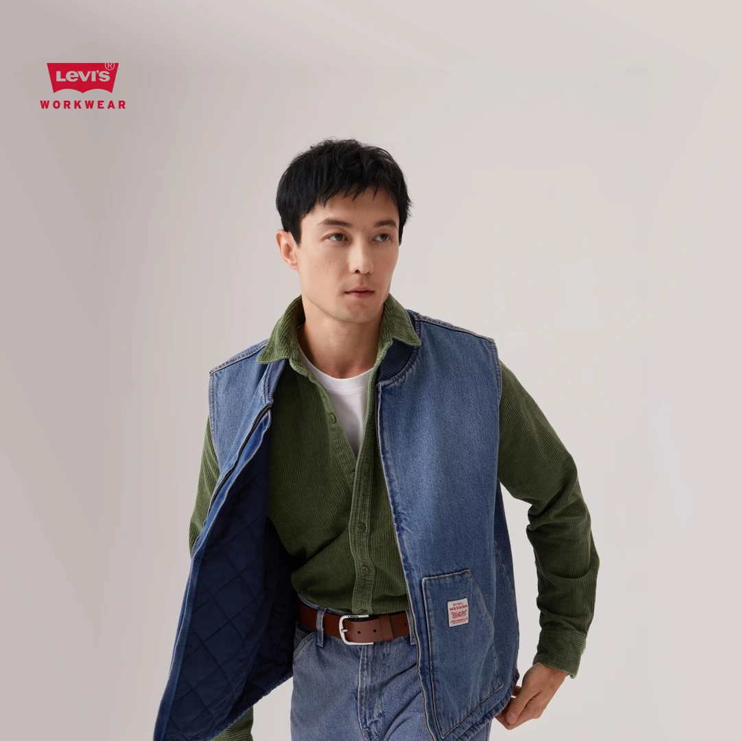 Levi's李维斯工装25年新款巴恩风男士夹棉夹克马甲外套A8580-0000