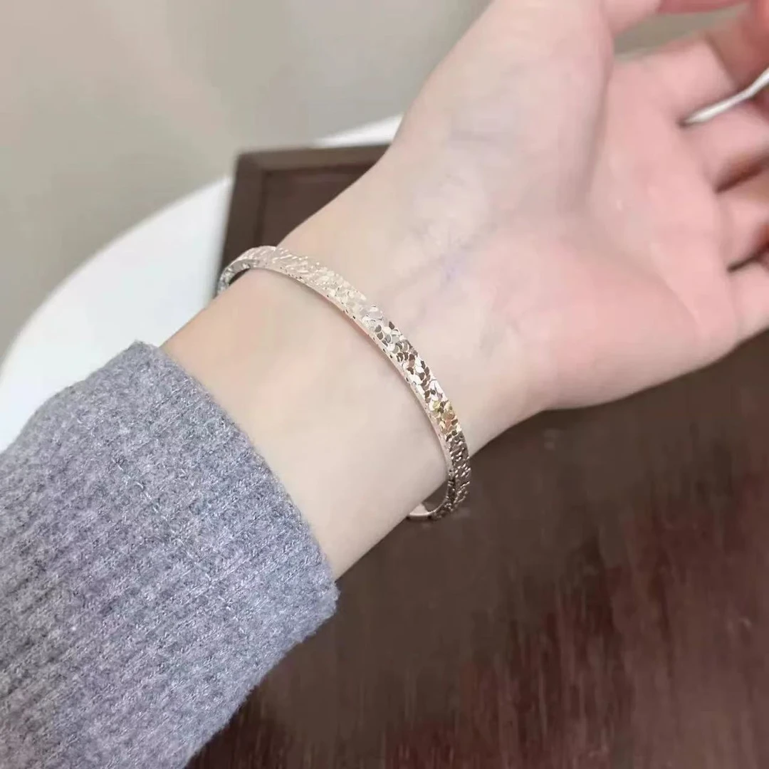 银商999碎冰冰手镯足银999实心闭口 8105