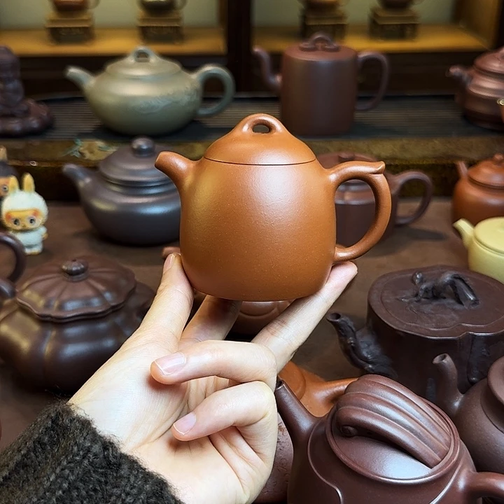 紫砂茶壶秦权壶，红泥