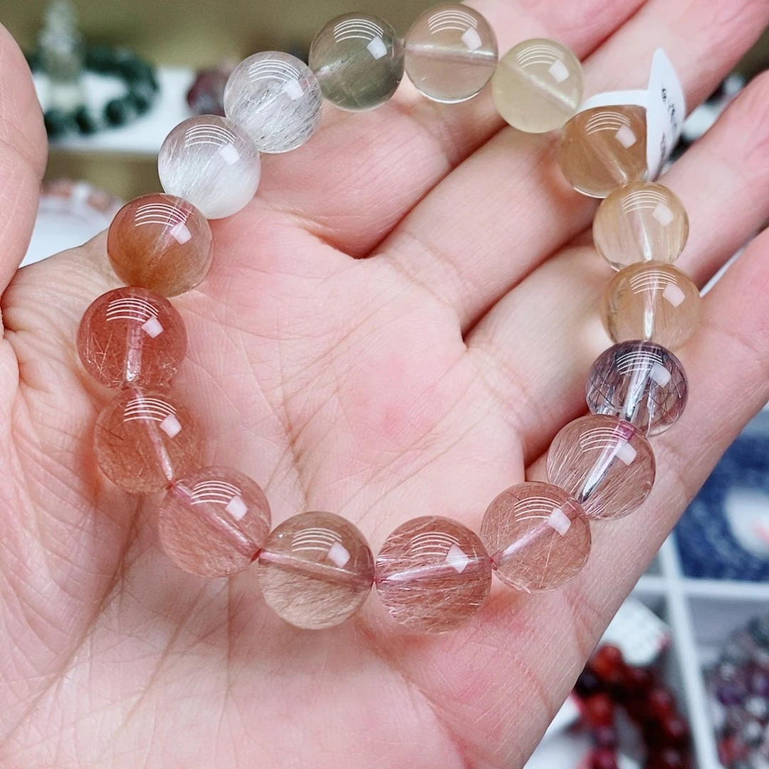 水晶未镶嵌手串钢丝彩兔毛