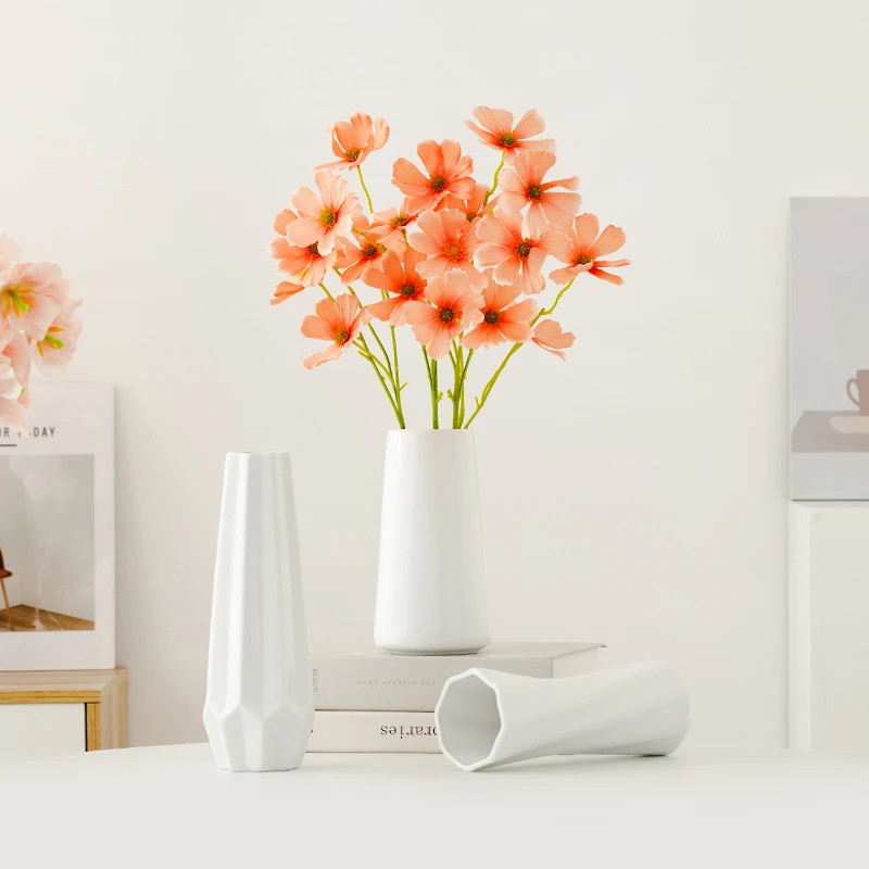 宿雨ins奶油风陶瓷花瓶轻奢高级感客厅插花摆件仿真花套餐花器