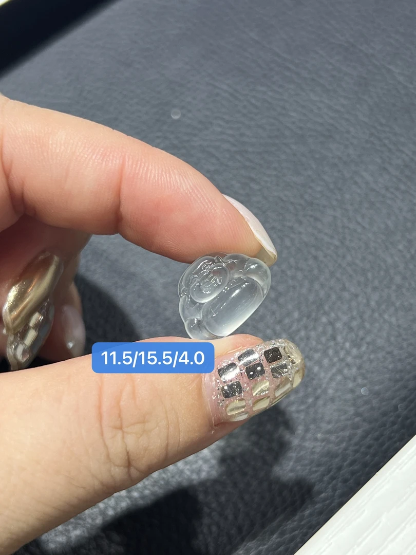 【裸石高冰佛公】天然缅甸翡翠冰种迷你元宝佛公清新饱满可爱女士