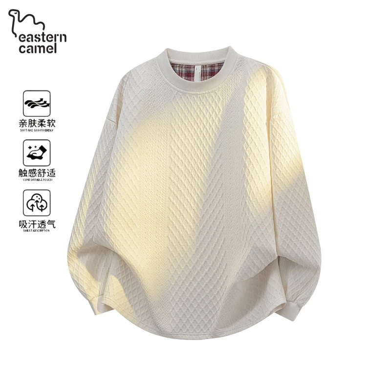 东方骆驼卫衣男春秋季新款潮宽松柔软舒适圆领衣服大码打底衫外套