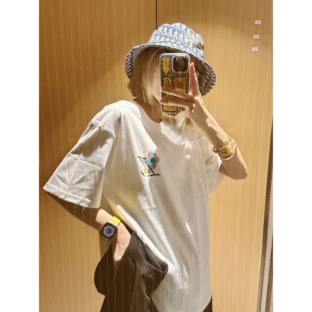 老花手绘艺术大标3D立体2025新款情侣短袖男女宽松【19号】