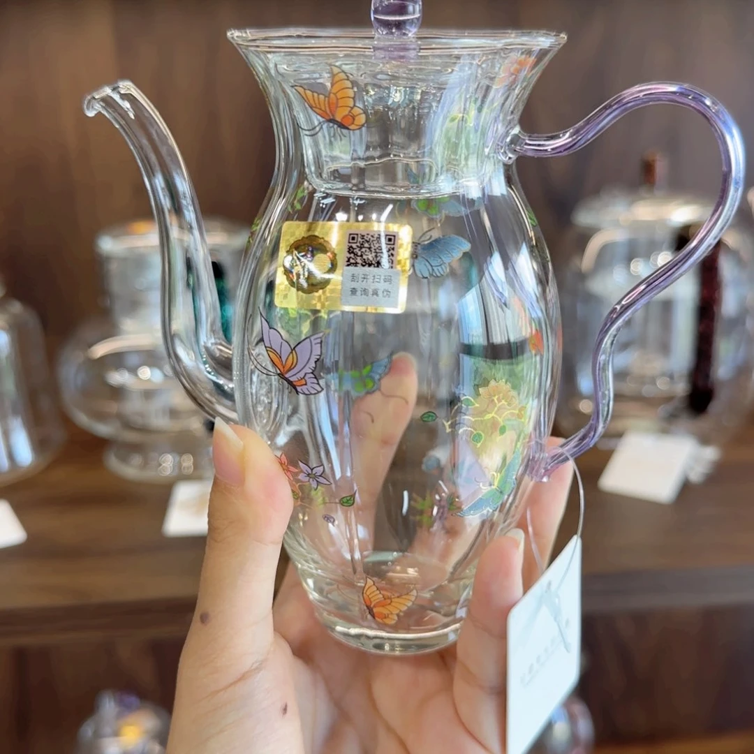 禾器蝶恋花花蓉壶浅紫色
