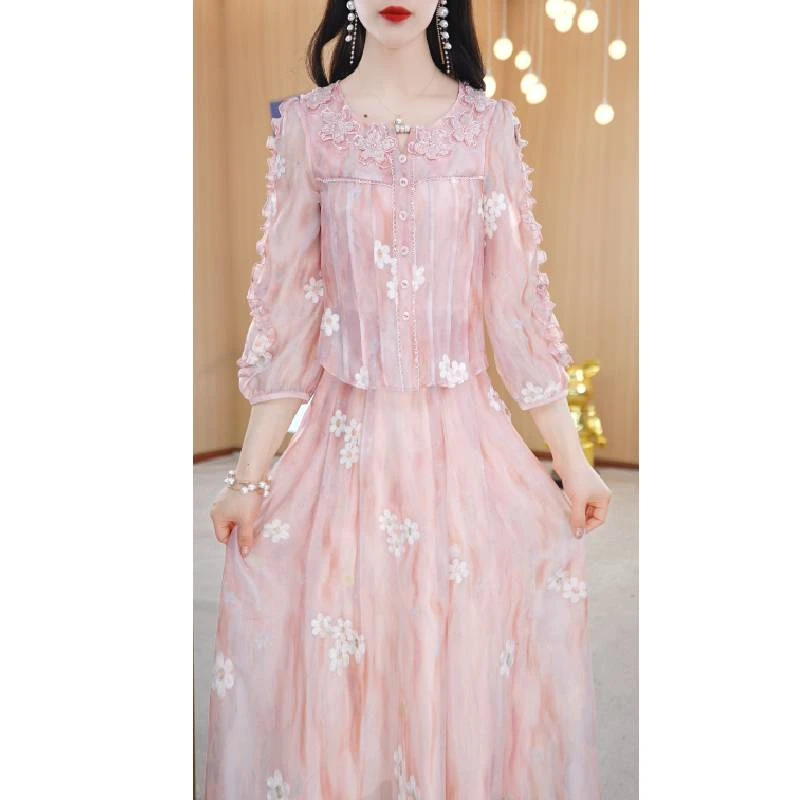 【连衣裙】春季设计感日常减龄显瘦长袖中长款连衣裙M-4XL