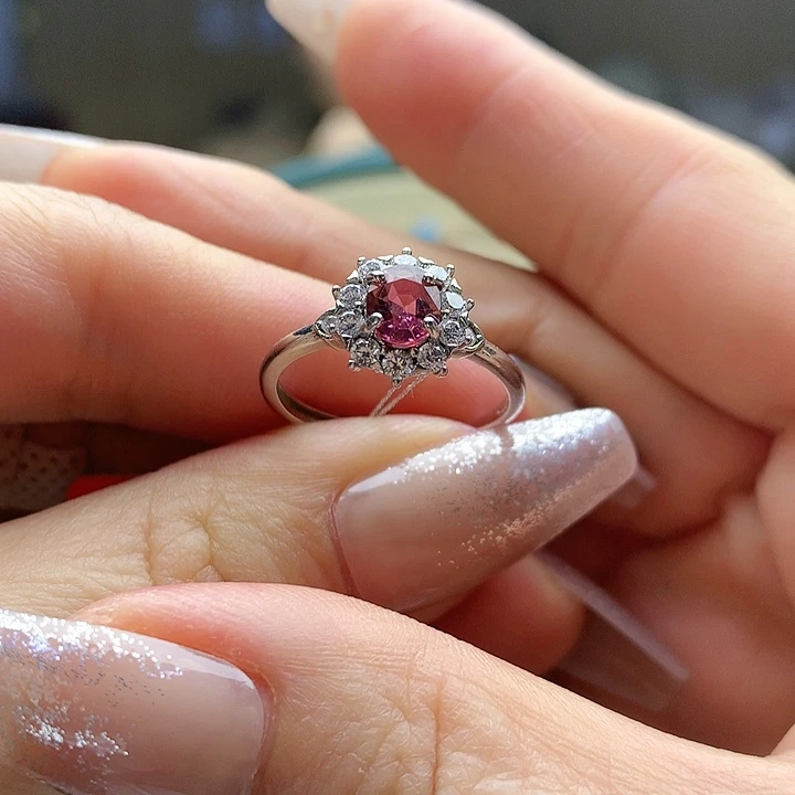 碧玺戒指银S925镶嵌纯天然