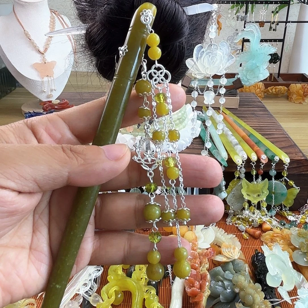 蛇纹石玉合金发饰