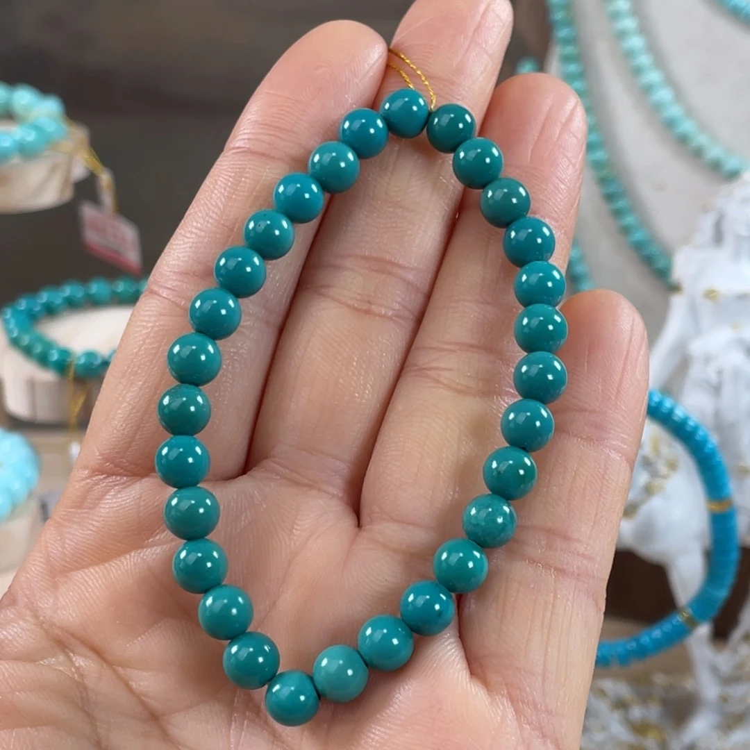 绿松石未镶嵌套链高色玉化圆珠手串