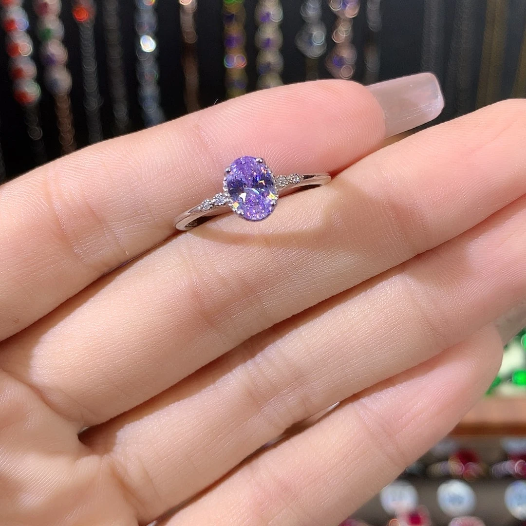 银S925镶嵌戒指碧玺白57