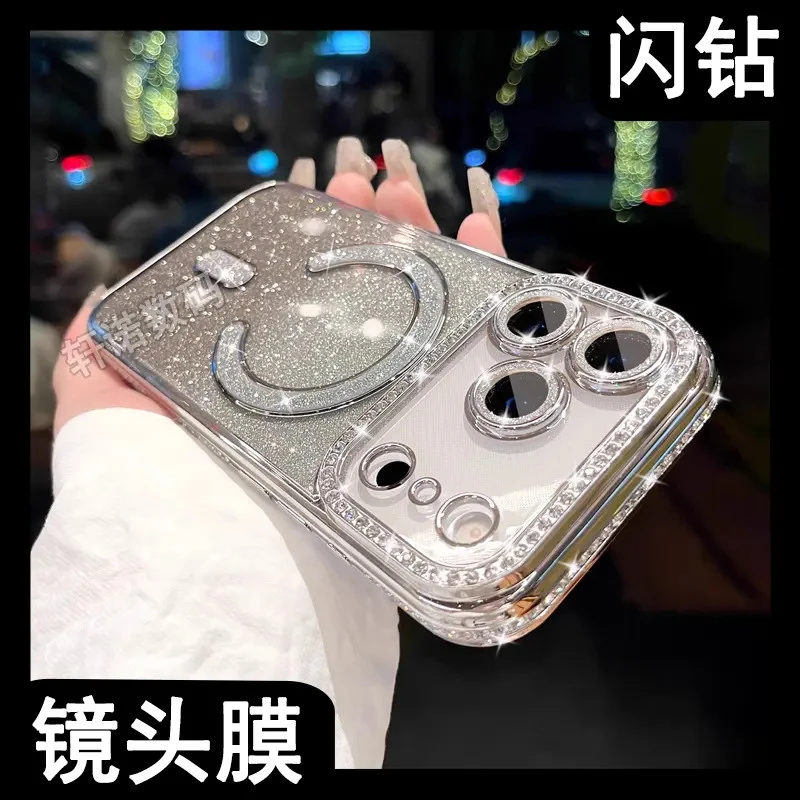 奢华水钻镜头膜磁吸适用苹果17promax手机壳新款iphone17高级感16