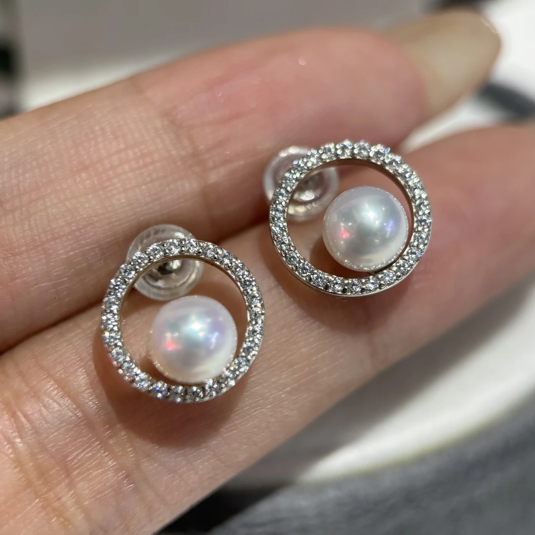 【特价福利】福利款回馈新老粉丝6-7mm淡水极光ak耳钉S925银简约款