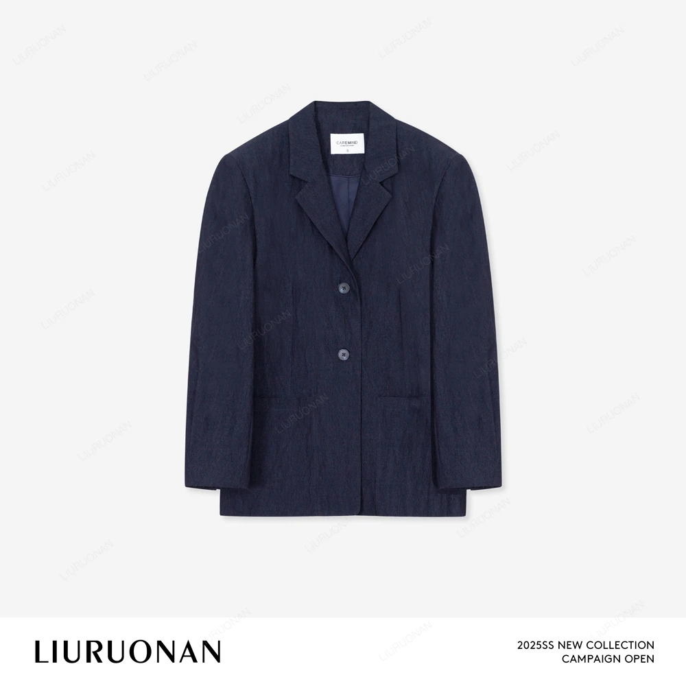 LIURUONAN 25SS 春夏极简气质纯色西装修身翻领单排扣外套西服