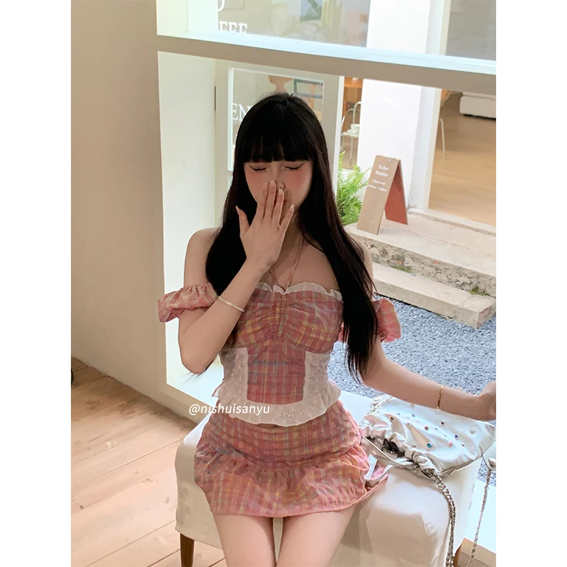 溺水三鱼【森野之约 】甜辣妹纯欲小众原创设计拼接泡泡袖上衣