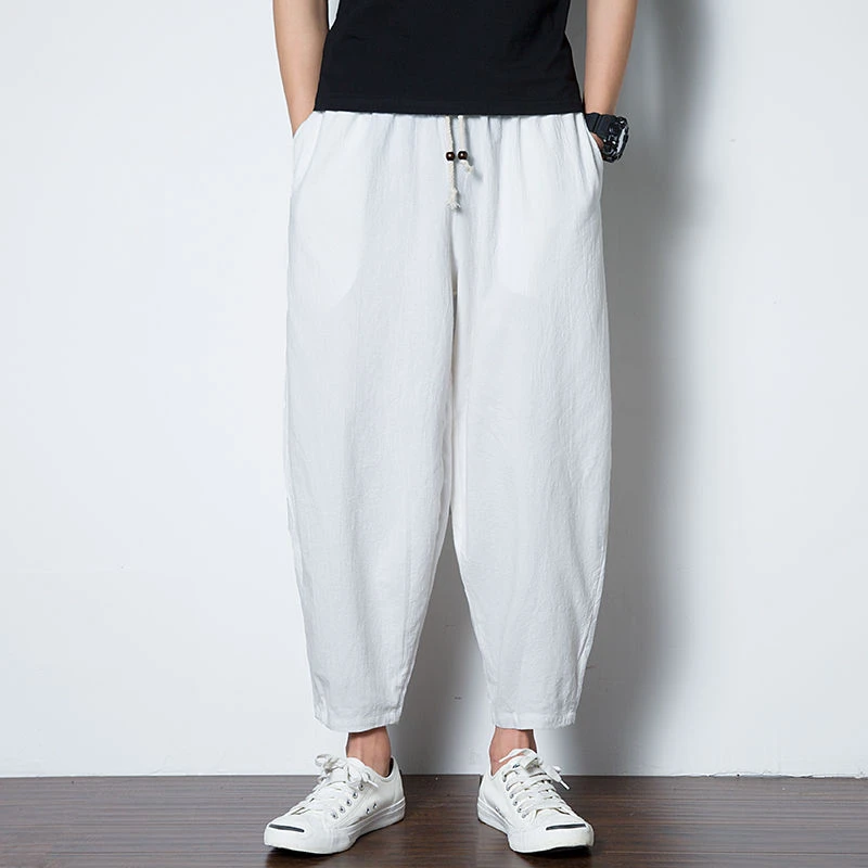 时尚萝卜裤2025春秋款日系锥形九分裤胖子大码潮牌痞帅哈伦裤子男