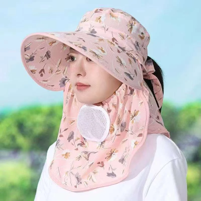 时尚防晒太阳帽女2025夏季大帽檐透气遮阳帽采茶干农活披肩帽遮脸