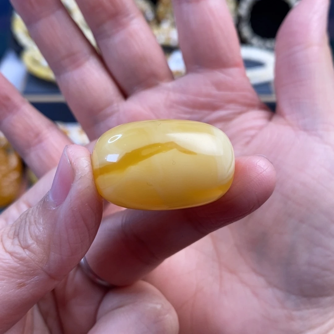 蜜蜡未镶嵌裸石黄白花桶珠单珠20